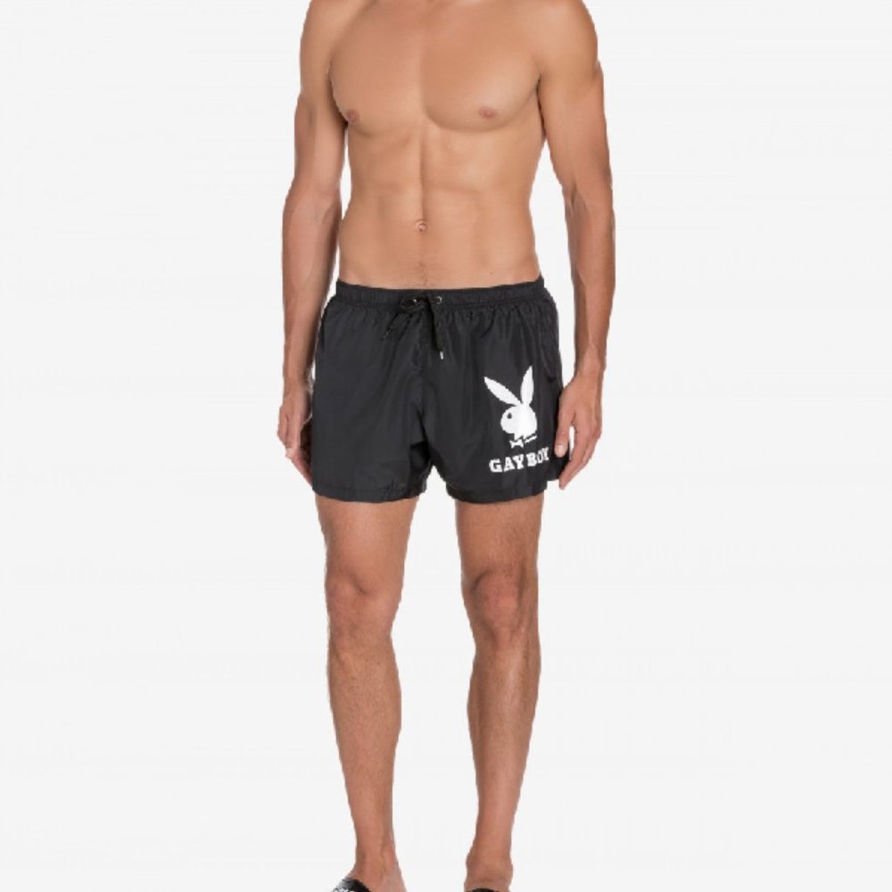 Moschino x PLAYBOY GAYBOY BLACK SWIM TRUNKS